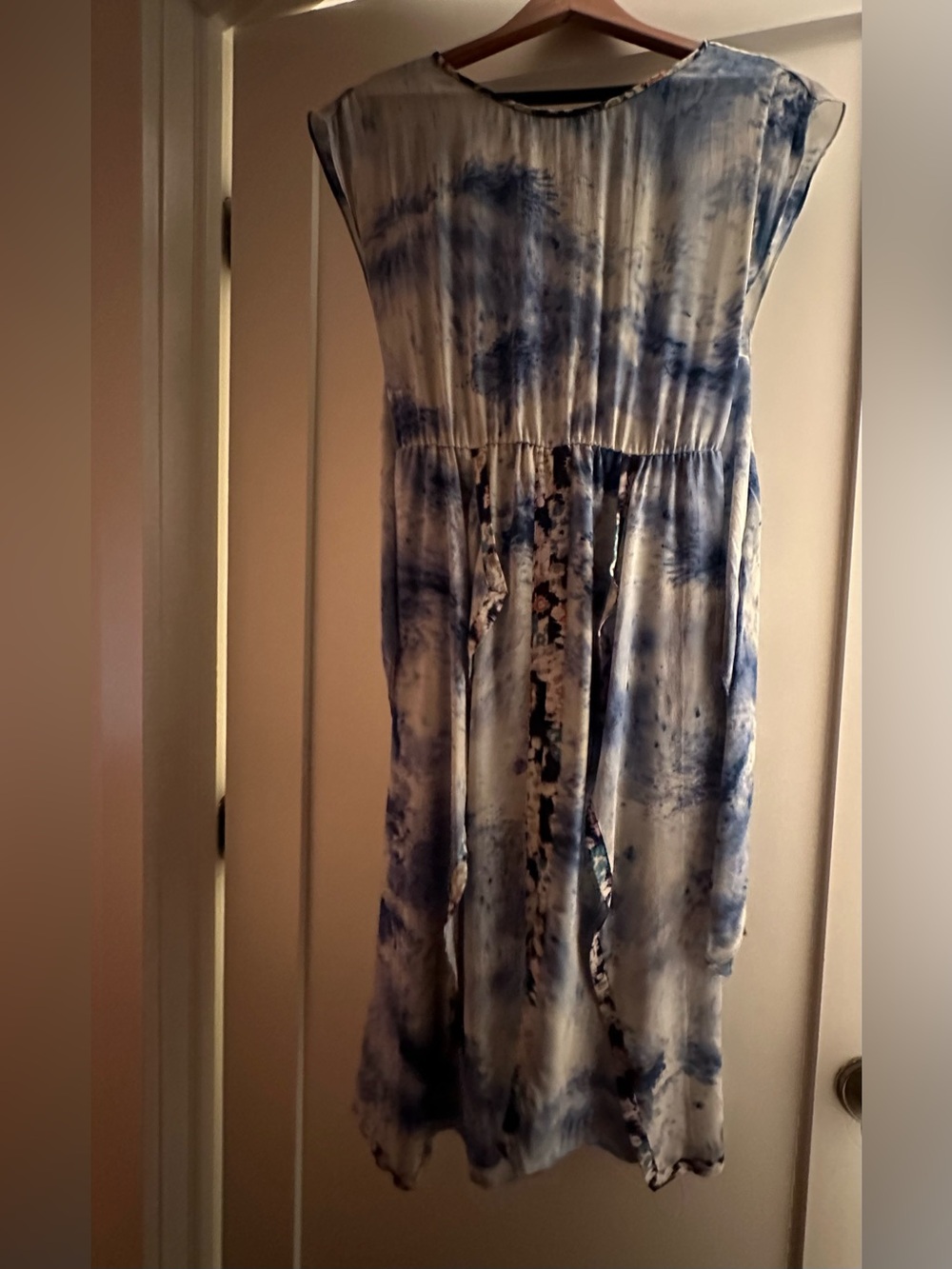 New Never Worn 100% Silk Midi Dress Tie Dye Pattern